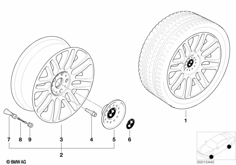 BMW light alloy wheel, double spoke 51