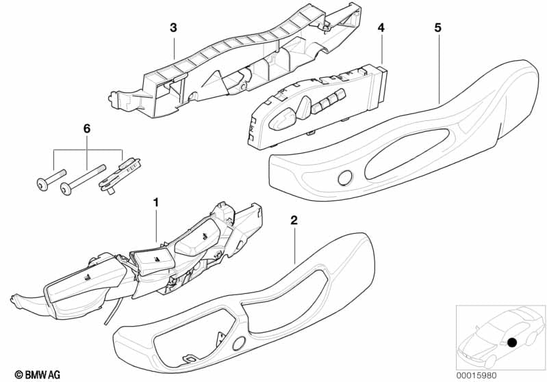 Single parts of front seat controls