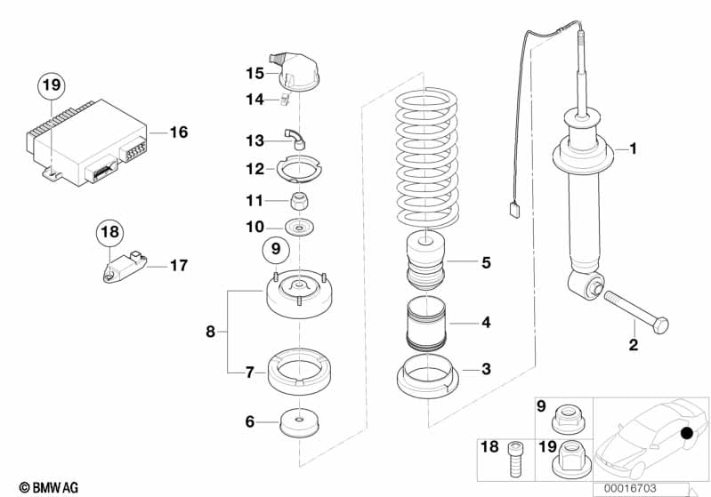 Rear spring strut assy EDC