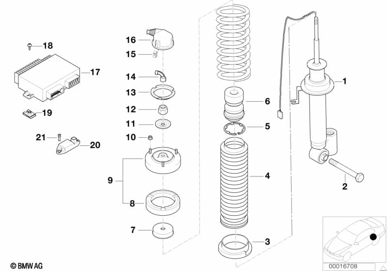 Rear spring strut assy EDC/levell.device