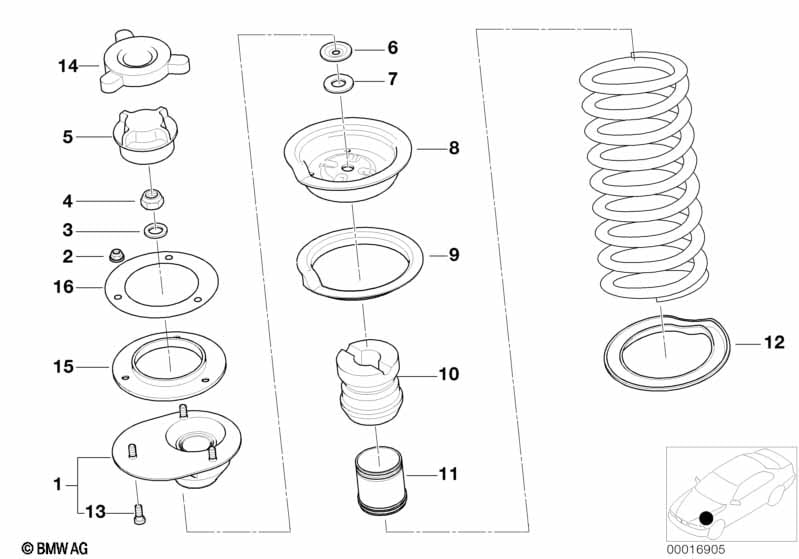 Guide support/spring pad/attaching parts