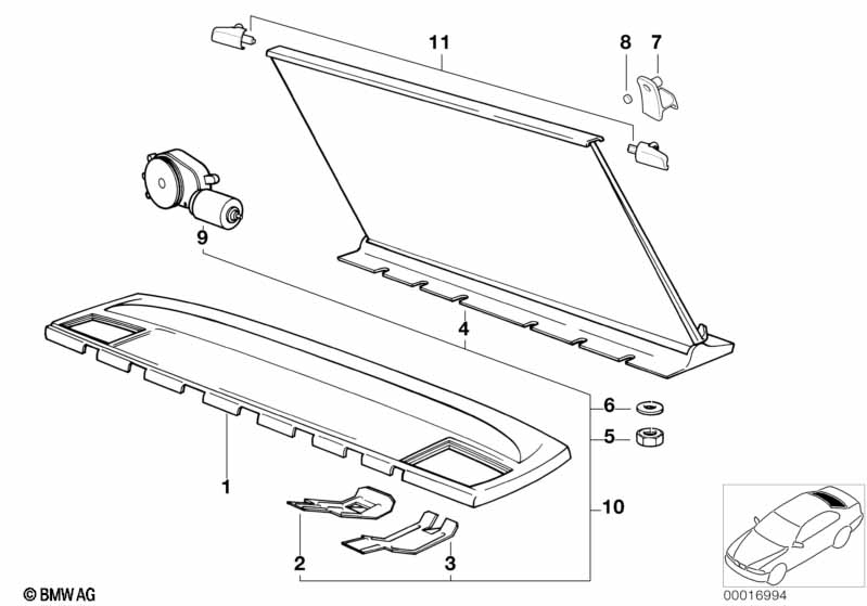 Rear window shelf/sun blind