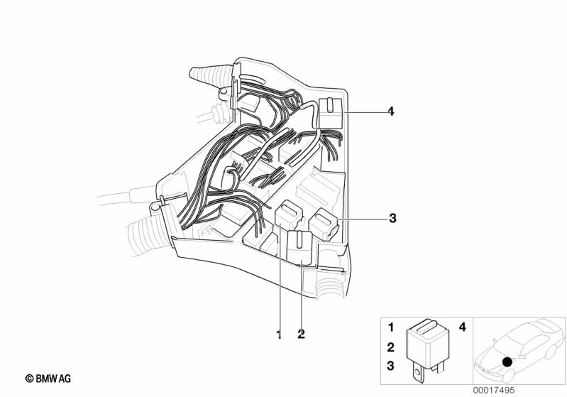 Relay positioning, engine compartment