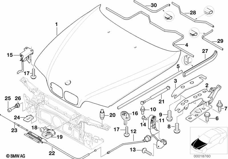 Engine hood/mounting parts