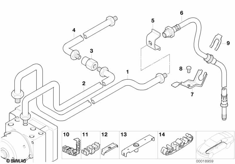 Brake pipe rear ABS/ASC+T