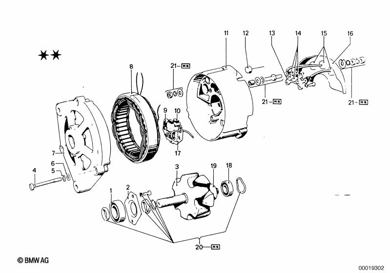 Alternator, individual parts