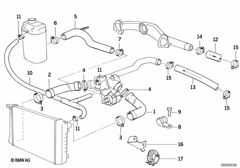 Genuine BMW 11531741411 E31 Water Hose (Inc. 850Ci & 850CSi) | ML Performance UK Car Parts