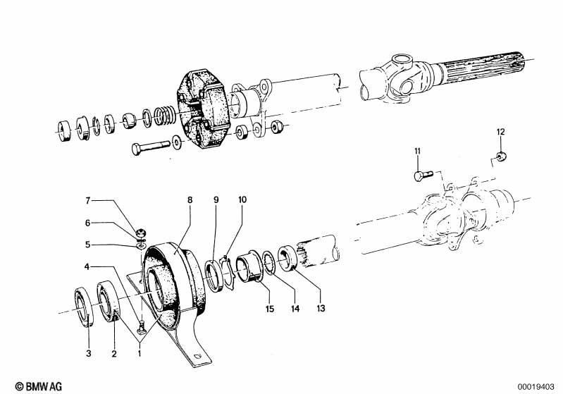 Drive shaft attach.parts center bearing