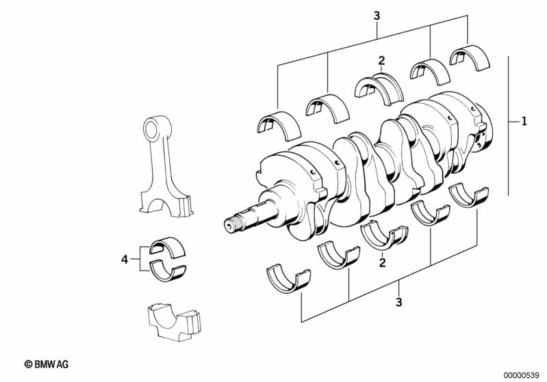 Crankshaft with bearing shells