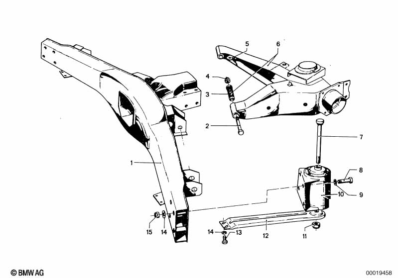 Rear axle support/wheel suspension