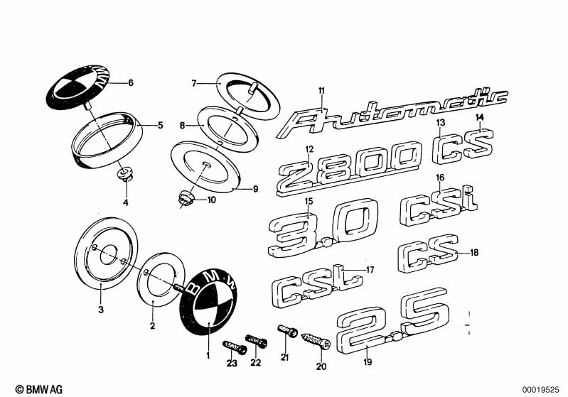 Genuine BMW 51141810790 Emblem ''S'' (Inc. 2800CS & 3.0CS) | ML Performance UK Car Parts