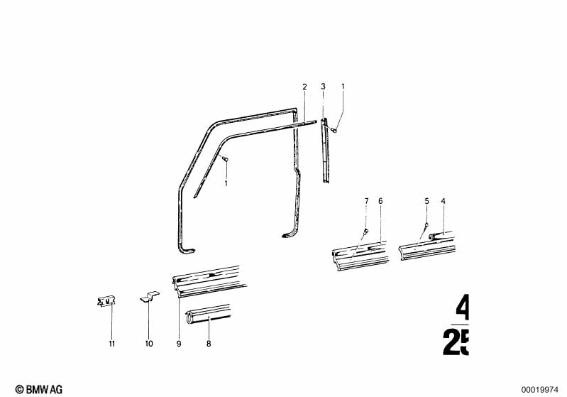 Front door-window frame/mounting parts