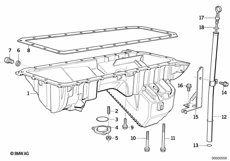 Oil pan/oil level indicator