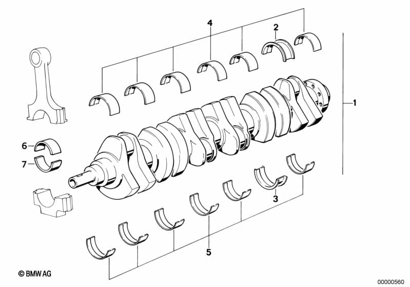 Crankshaft with bearing shells