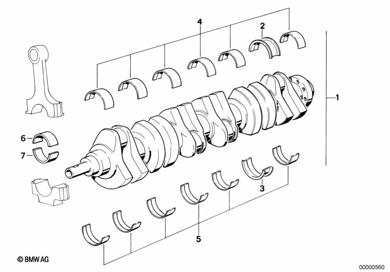 Crankshaft with bearing shells