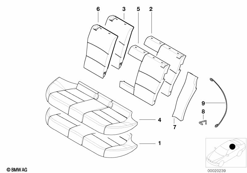 Seat, rear, uphlstry/cover, load-through