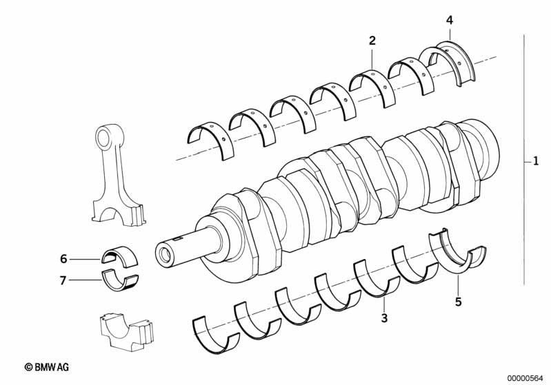 Crankshaft with bearing shells