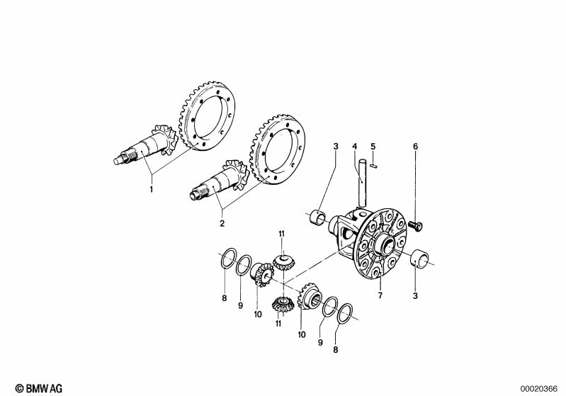 Crowngear set/differential case