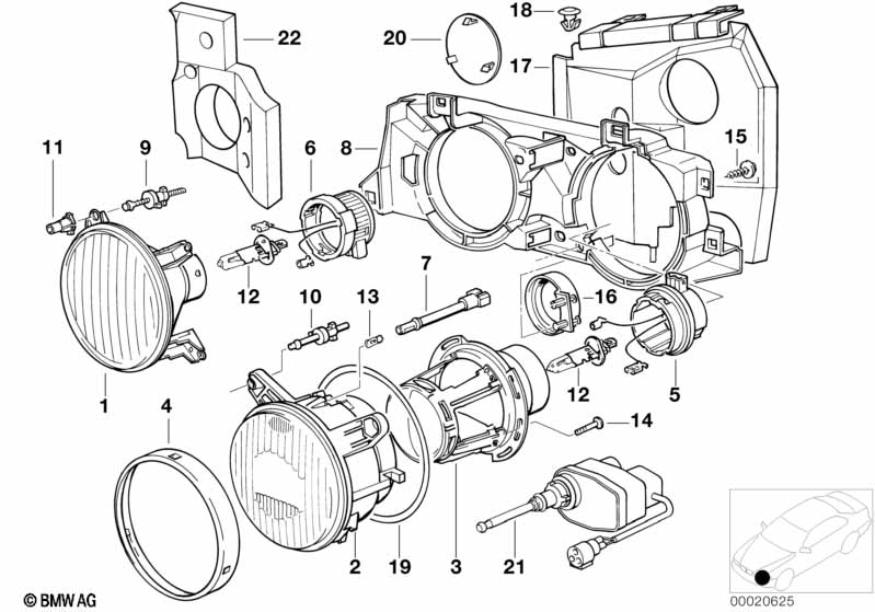 Single components for headlight