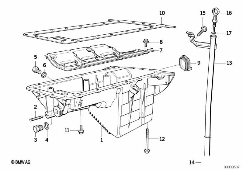 Oil pan/oil level indicator