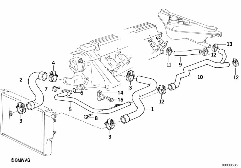 Genuine BMW 11532245708 E34 Water Hose (Inc. 525td & 525tds) | ML Performance UK Car Parts