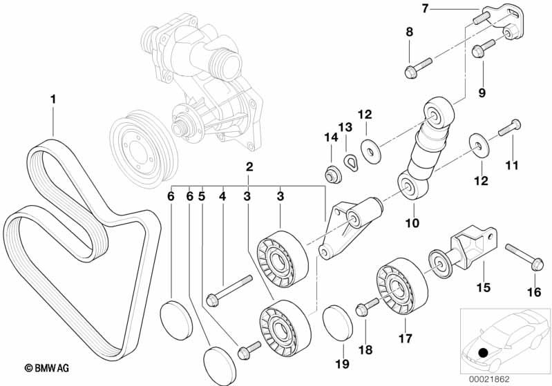 Genuine BMW 11281742858 E38 E39 E31 Adjusting Pulley With Lever (Inc. 840Ci, 535i & 740iL) | ML Performance EU Car Parts