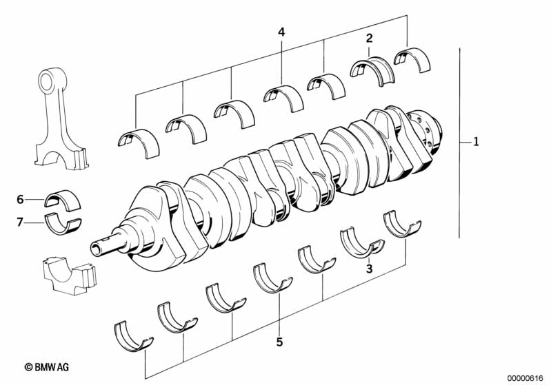 Crankshaft with bearing shells