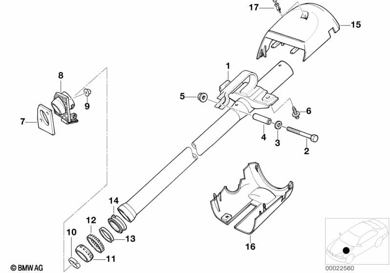 Fixed steering column tube
