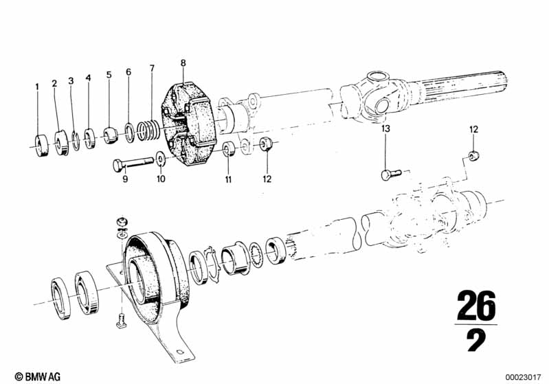 Drive shaft,univ.joint/center mounting
