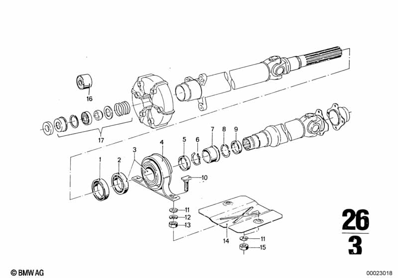 Drive shaft,univ.joint/center mounting