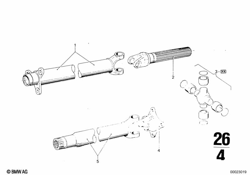 Drive shaft, front, single parts