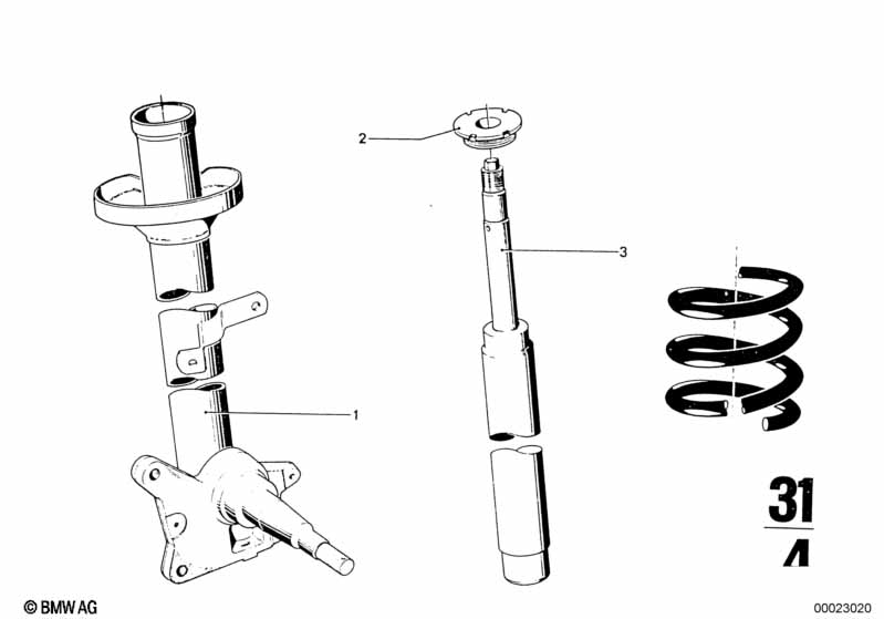 Front spring strut/shock absorber
