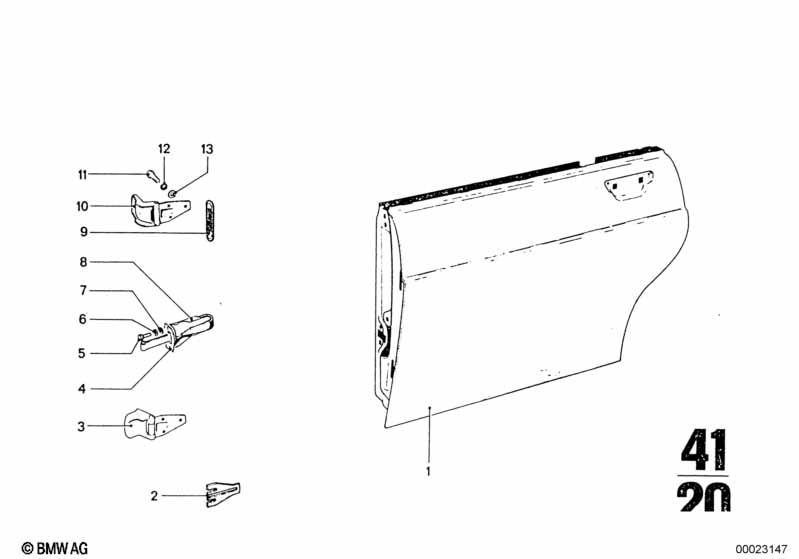 Rear door - hinge/door brake