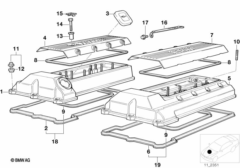 Genuine BMW 11121742128 E31 E39 E38 Rocker Box Cover Right (Inc. 840Ci, 735i & 740iL) | ML Performance EU Car Parts