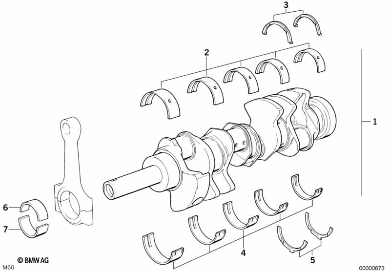 Crankshaft with bearing shells