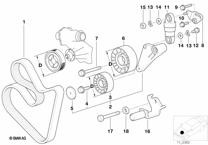 Genuine BMW 11281736857 E31 E34 E39 Belt Tensioner (Inc. 750iL, 850Ci & 535i) | ML Performance EU Car Parts