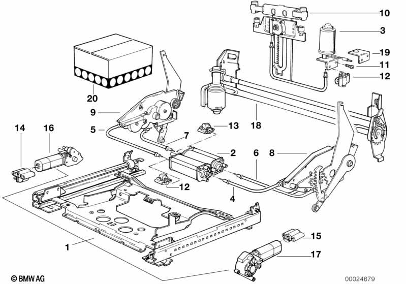 Front seat rail electrical/single parts