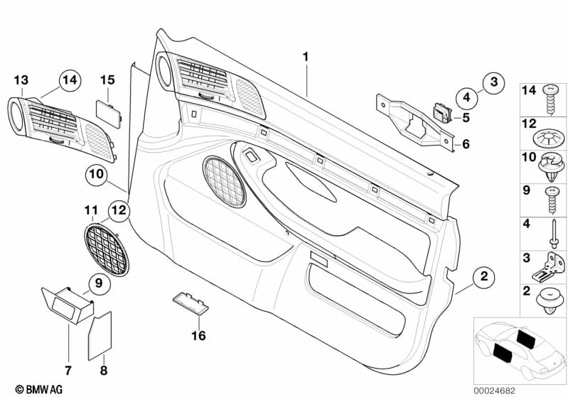 Door trim panel, front / side airbag