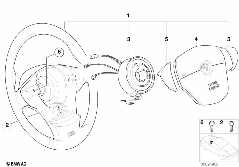 Airbag sports steering wheel, leather