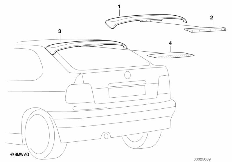 Genuine BMW 63252489862 E36 E31 Stoplamp Rear Spoiler (Inc. 325td, 850CSi & 840i) | ML Performance UK Car Parts