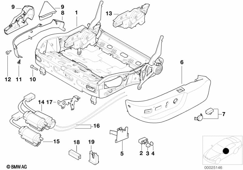 BMW sports seat frame electrical