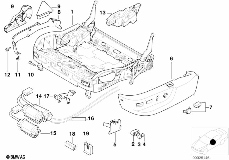 Genuine BMW 52108162328 E39 E38 Seat Frame (Inc. 540iP, 728iL & 740iLP) | ML Performance EU Car Parts
