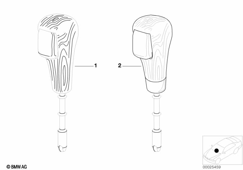 Individual selector lever handle, wood