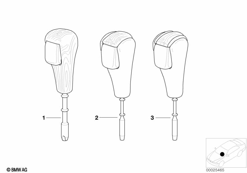 Individual selector lever handle, wood