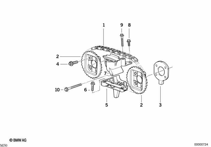 timing gear timing chain top