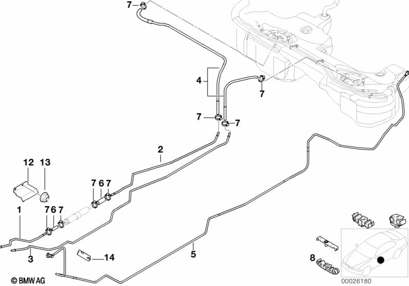 Fuel pipe and mounting parts