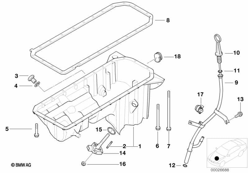 Oil pan/oil level indicator
