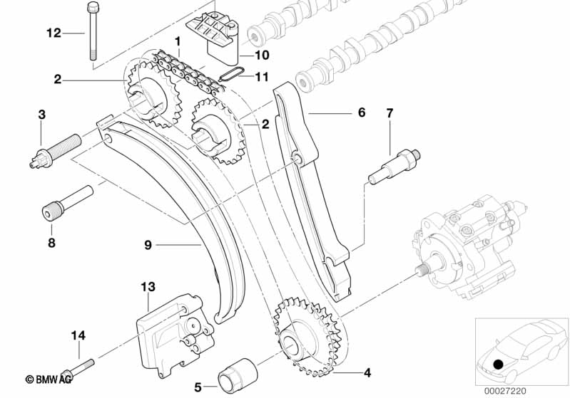 timing gear timing chain top