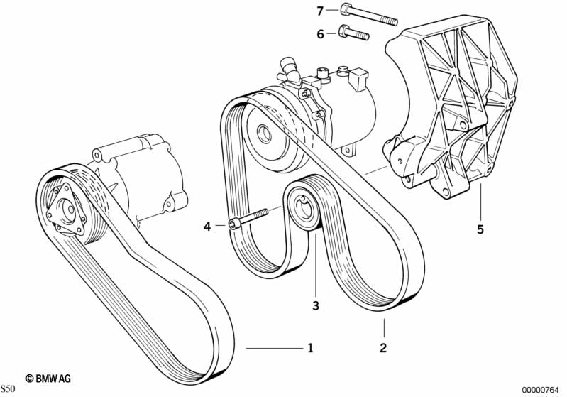 Belt drive-air pump/climate compressor