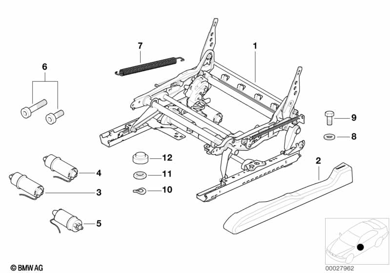 Genuine BMW 52108251616 E46 E53 Actuator, Backrest Adjustment (Inc. X5 4.6is, 316ti & 323i) | ML Performance EU Car Parts